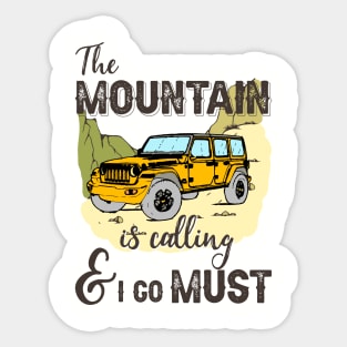 jeep drive in the mountains, new year eve, holiday, winter vacations, wilderness, camping, outdoor travel Sticker